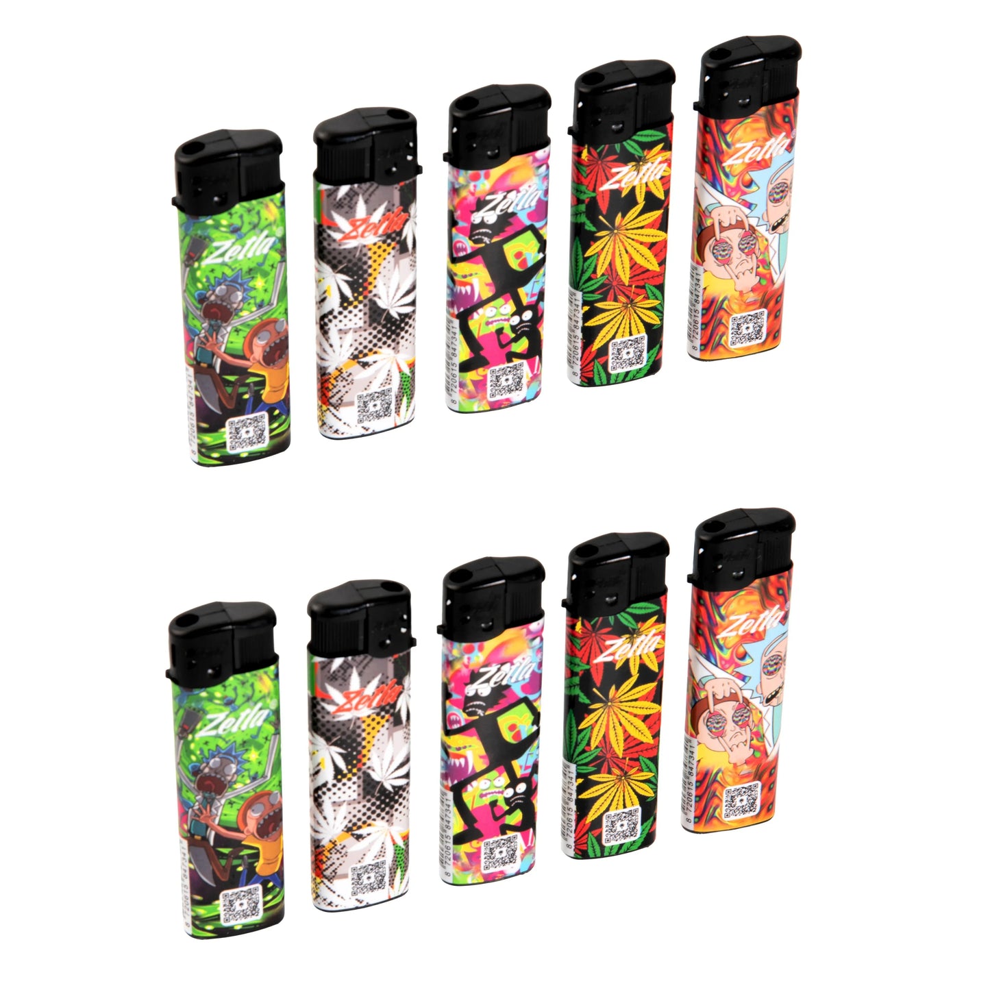 Zetla Click Lighters Leafs – Bulk Pack of 50 Push Button Lighters with Adjustable Flame