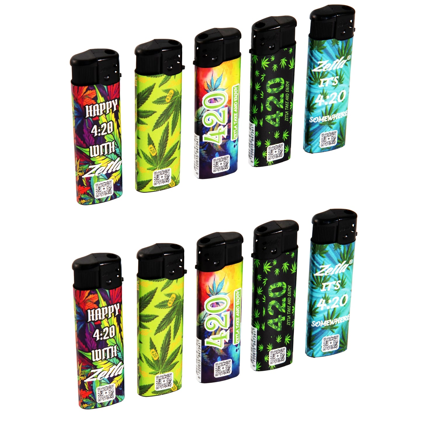 Zetla Click Lighters 420– Bulk Pack of 50 Push Button Lighters with Adjustable Flame