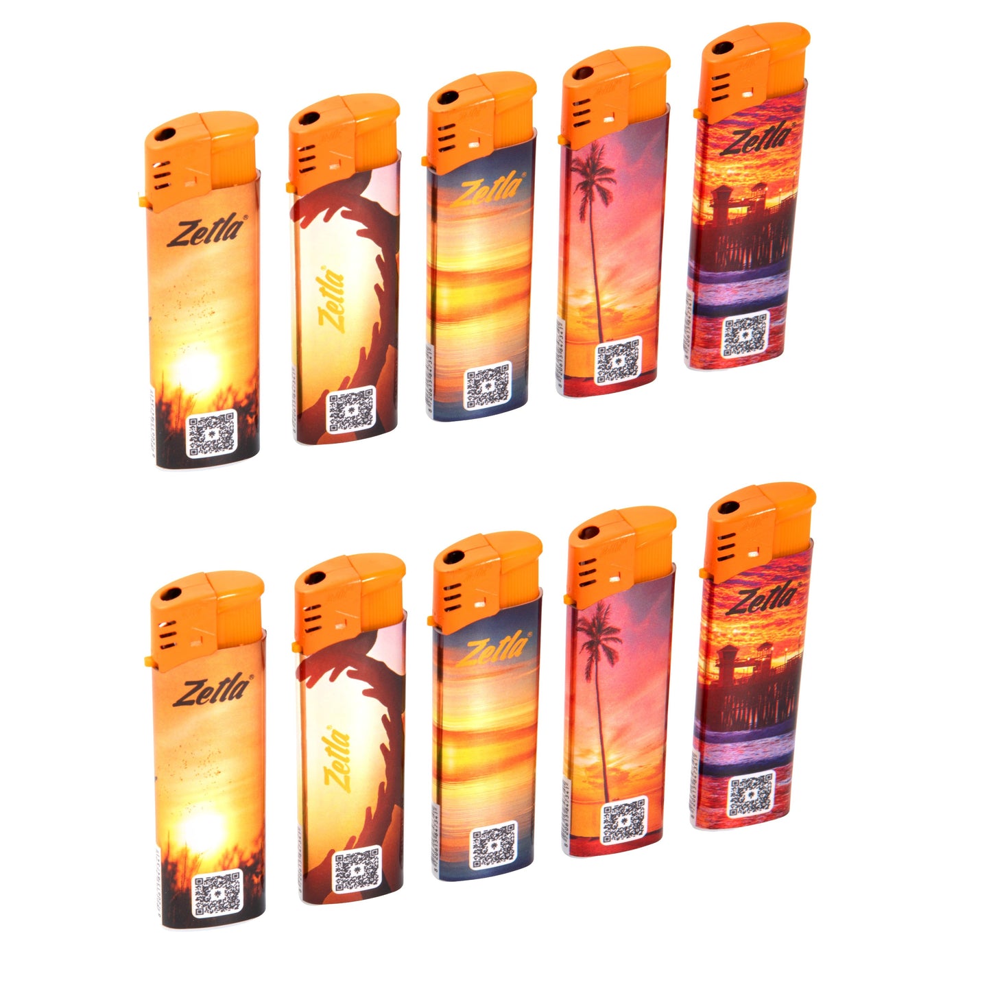 Zetla Click Lighters Sunset – Bulk Pack of 50 Push Button Lighters with Adjustable Flame