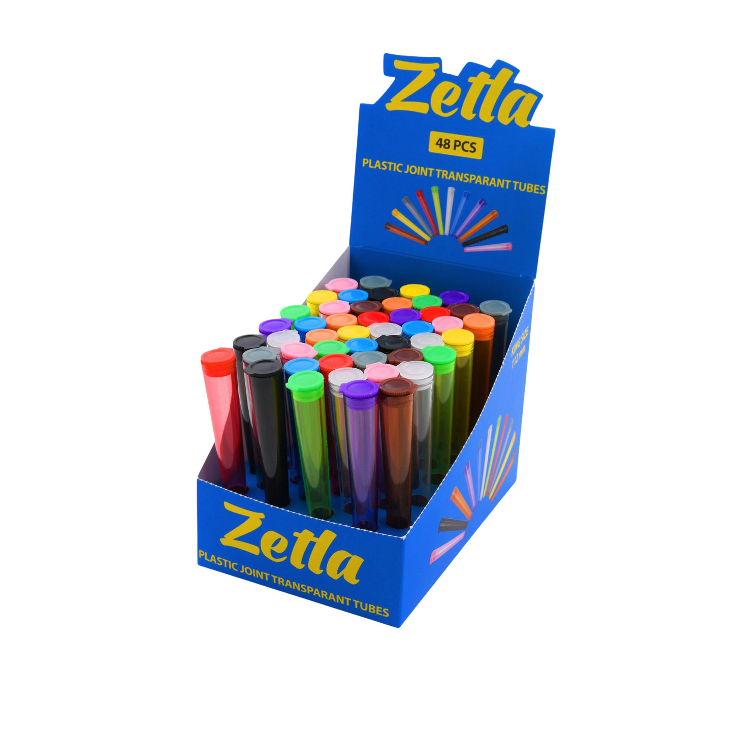 Zetla Plastic Joint Tubes 112mm - Transparent Airtight Pre-Roll Joint Case | 48-Pack
