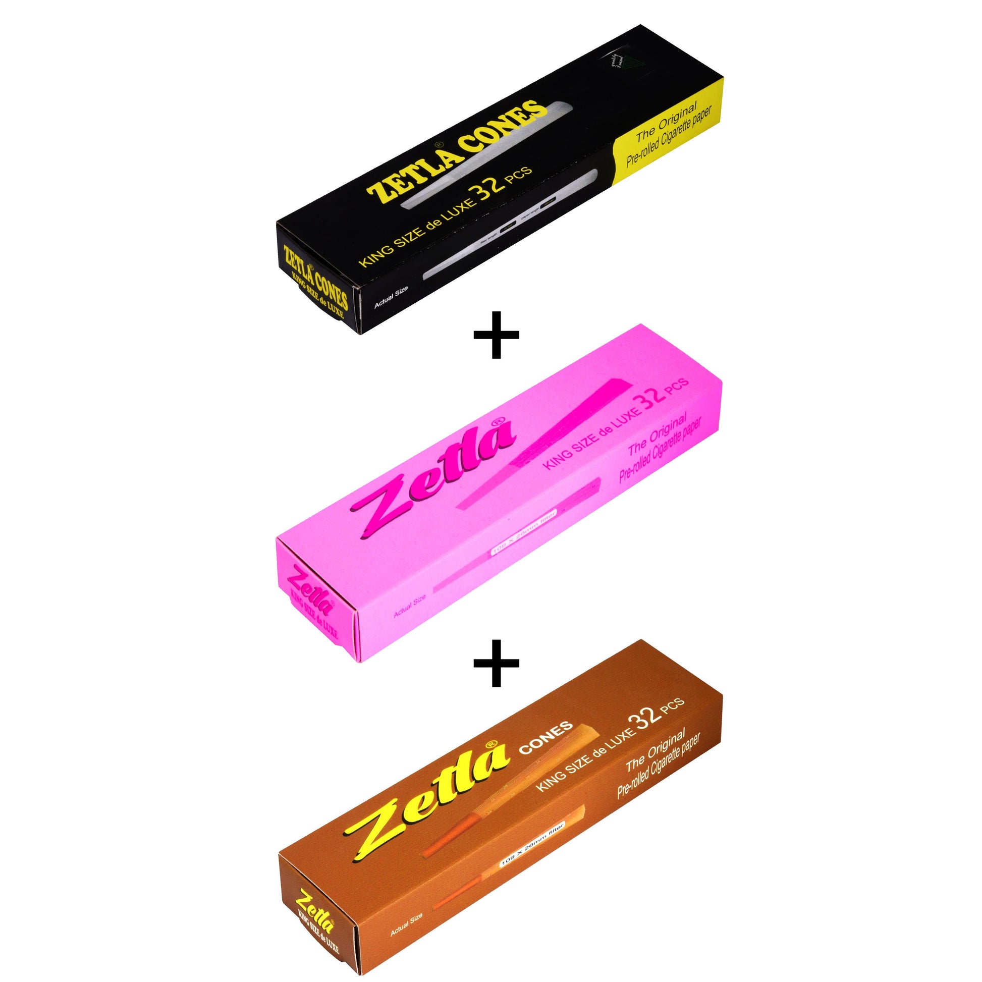 Pre Rolled Cones Zetla King Size Deluxe (32 Pcs) - White + Pink + Brown - Zetla