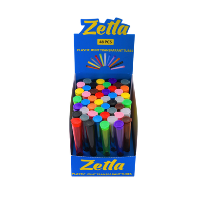 Zetla Plastic Joint Tubes 112mm - Transparent Airtight Pre-Roll Joint Case | 48-Pack