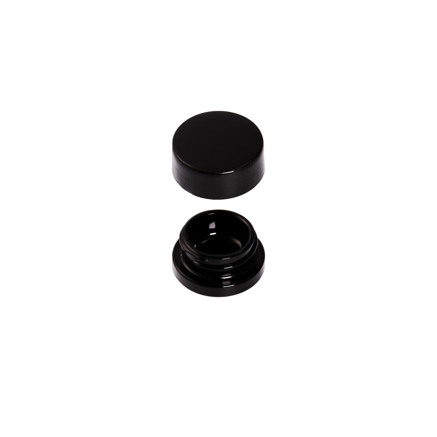 5 ML Black Round Glass Jar Child Resistant Black Lid Per 50 Pcs
