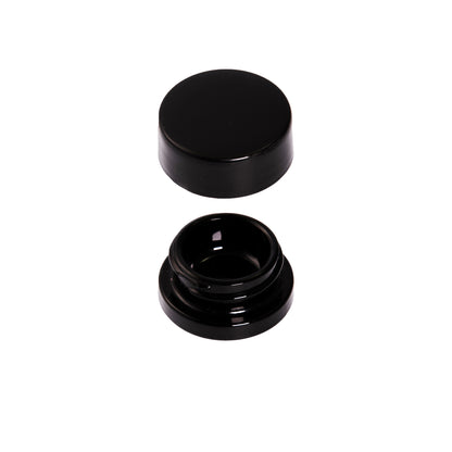 9 ML Black Round Glass Jar Child Resistant Black Lid Per 50 Pcs