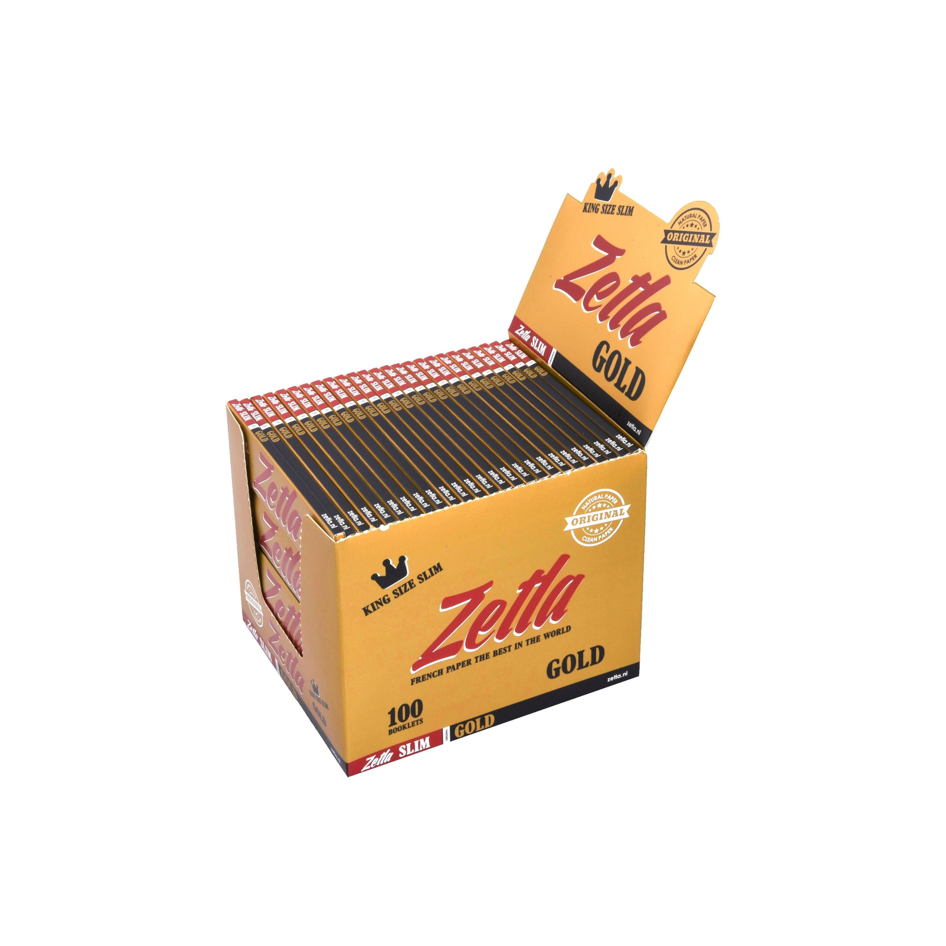 Zetla Rolling Papers Gold King Size Slim (100 Packs) - Zetla