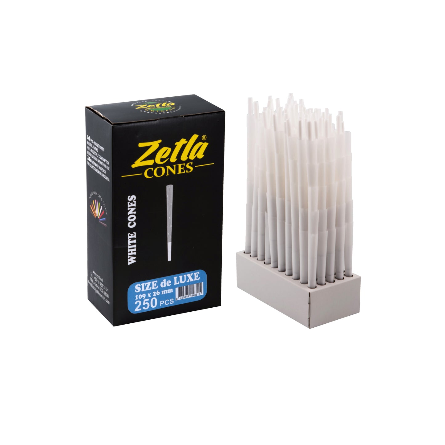 Pre Rolled Cones Zetla King Size De Luxe  White (250 Pcs)