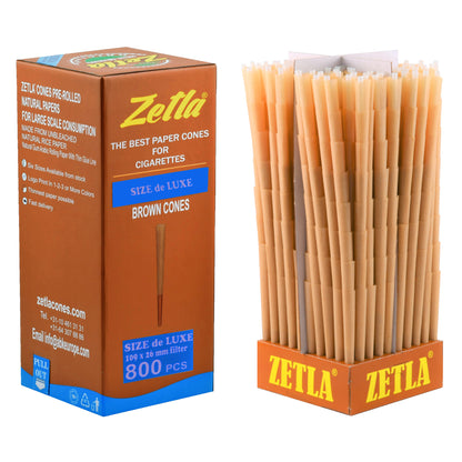 Conos Pre Enrollados Zetla Brown King Size De Luxe (800 Pcs)