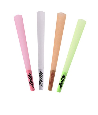 Pre Rolled Cones Zetla King Size Deluxe ( 12 ) Pcs White + Pink + Brown + Green - Zetla