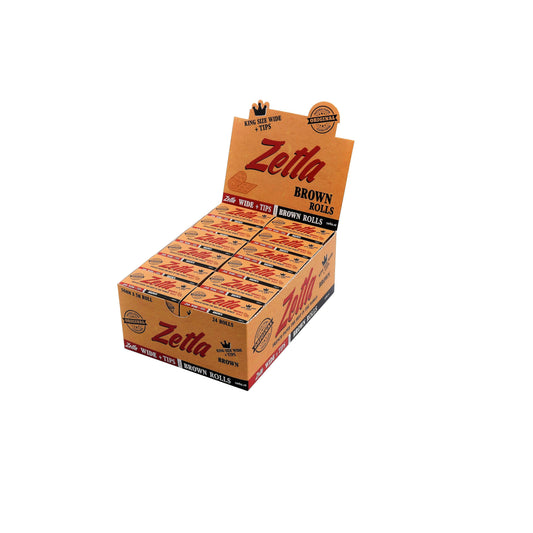 Zetla Rolling Papers Brown Rolls K/S Wide + Filtertips (24 Packs)