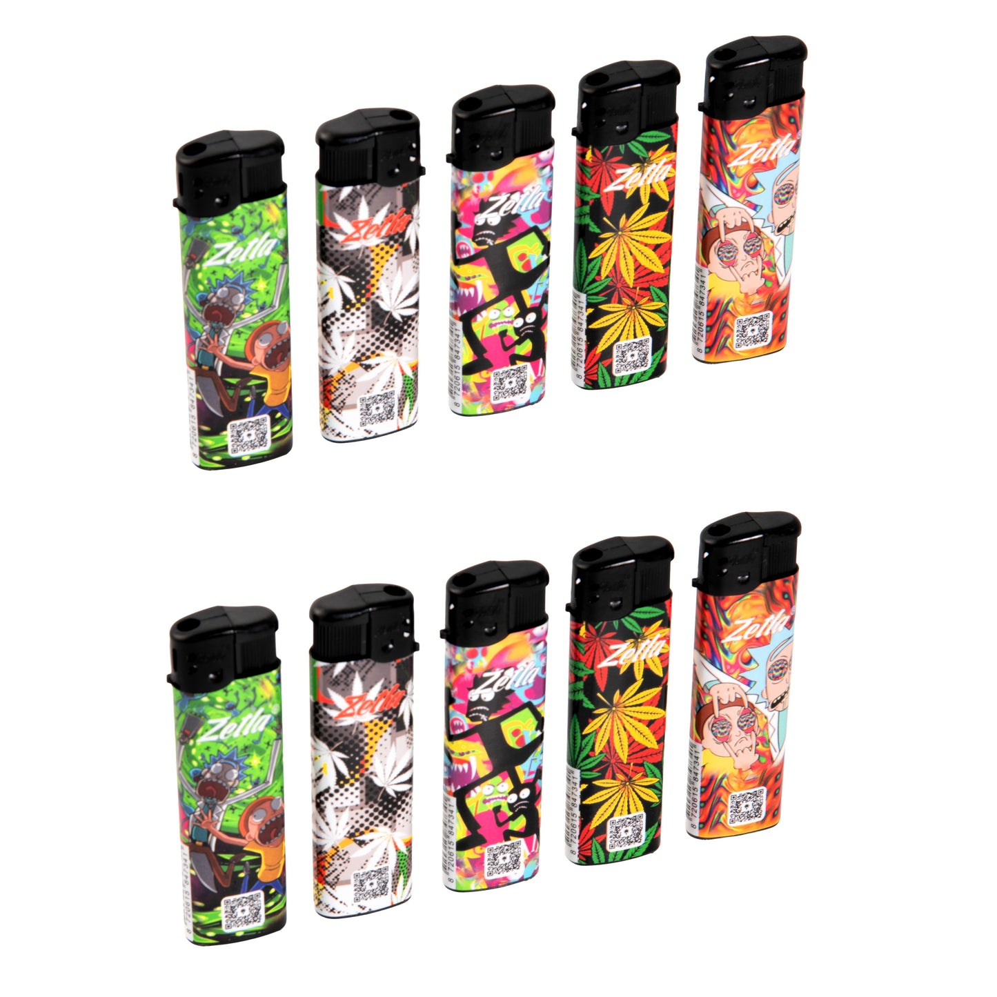 Zetla Click Lighters Leafs – Bulk Pack of 50 Push Button Lighters with Adjustable Flame