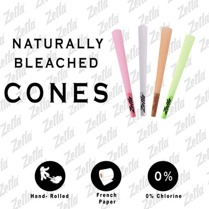 Pre Rolled Cones Zetla King Size Deluxe (32 Pcs) - White + Pink + Brown - Zetla