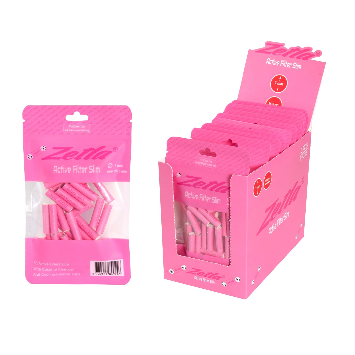 ZETLA ACTIVE FILTER SLIM PINK ( 33 Filters Per 1 Pack )