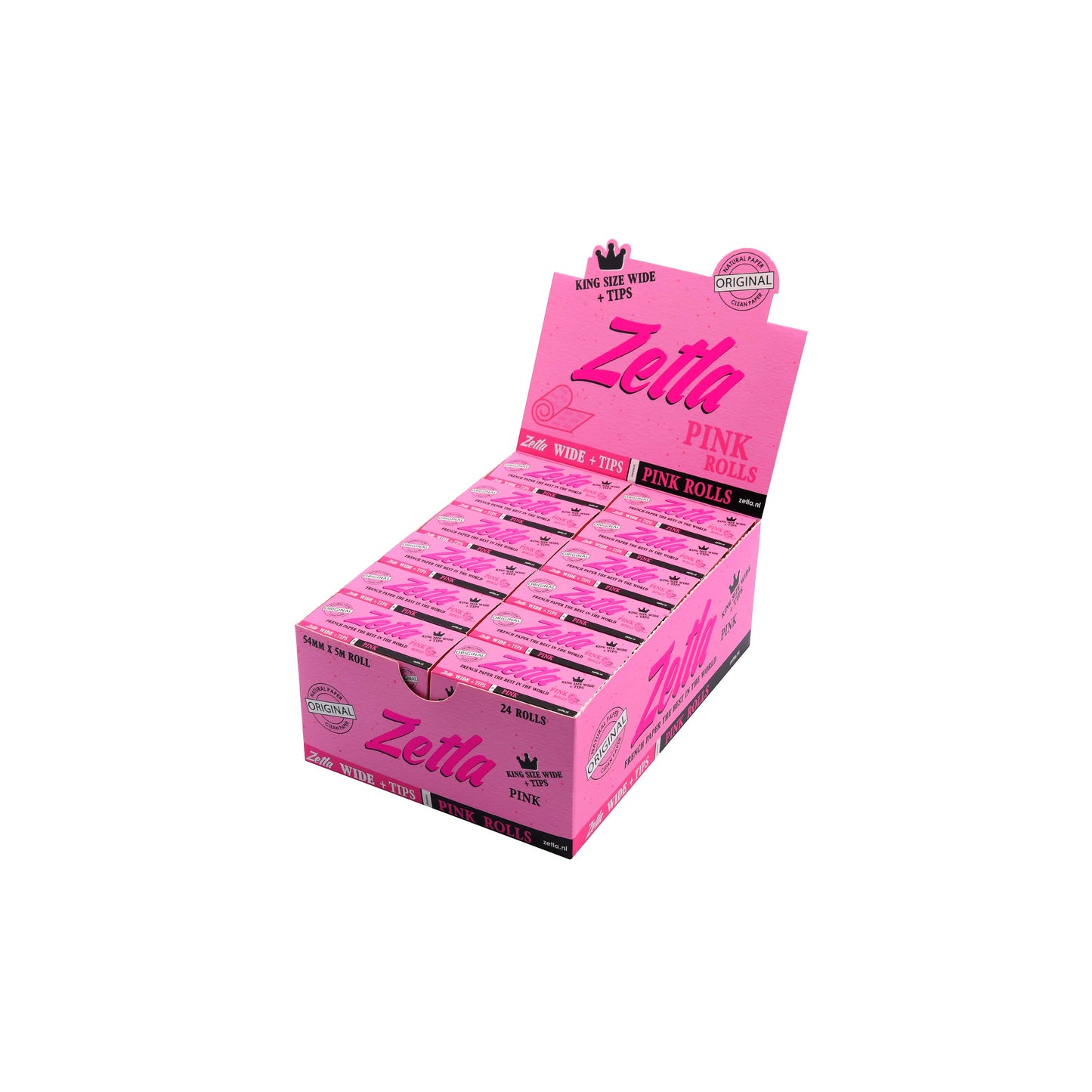 Zetla Rolling Papers Pink Rolls K/S wide + Filtertips (24 Packs)