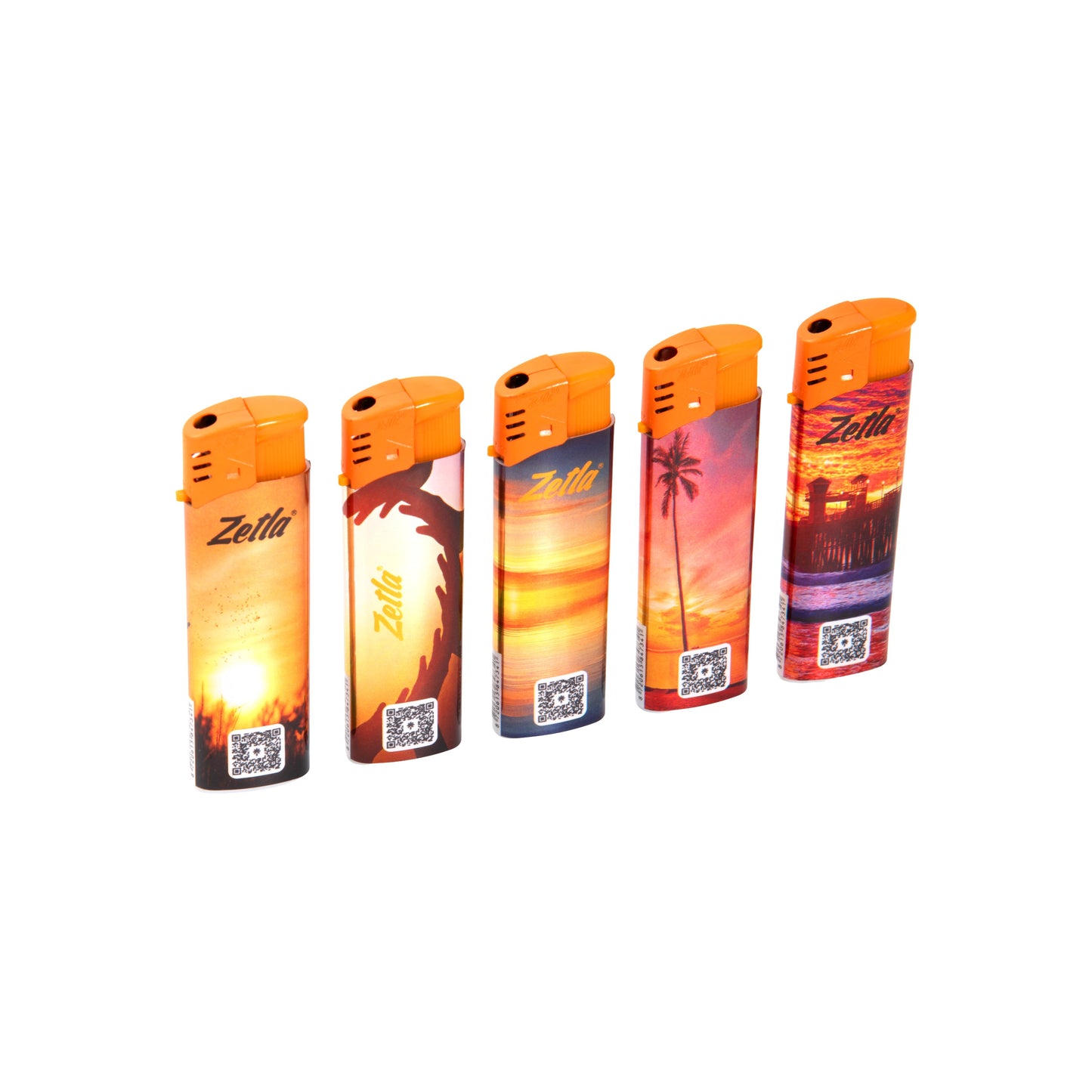 Zetla Click Lighters Sunset – Bulk Pack of 50 Push Button Lighters with Adjustable Flame