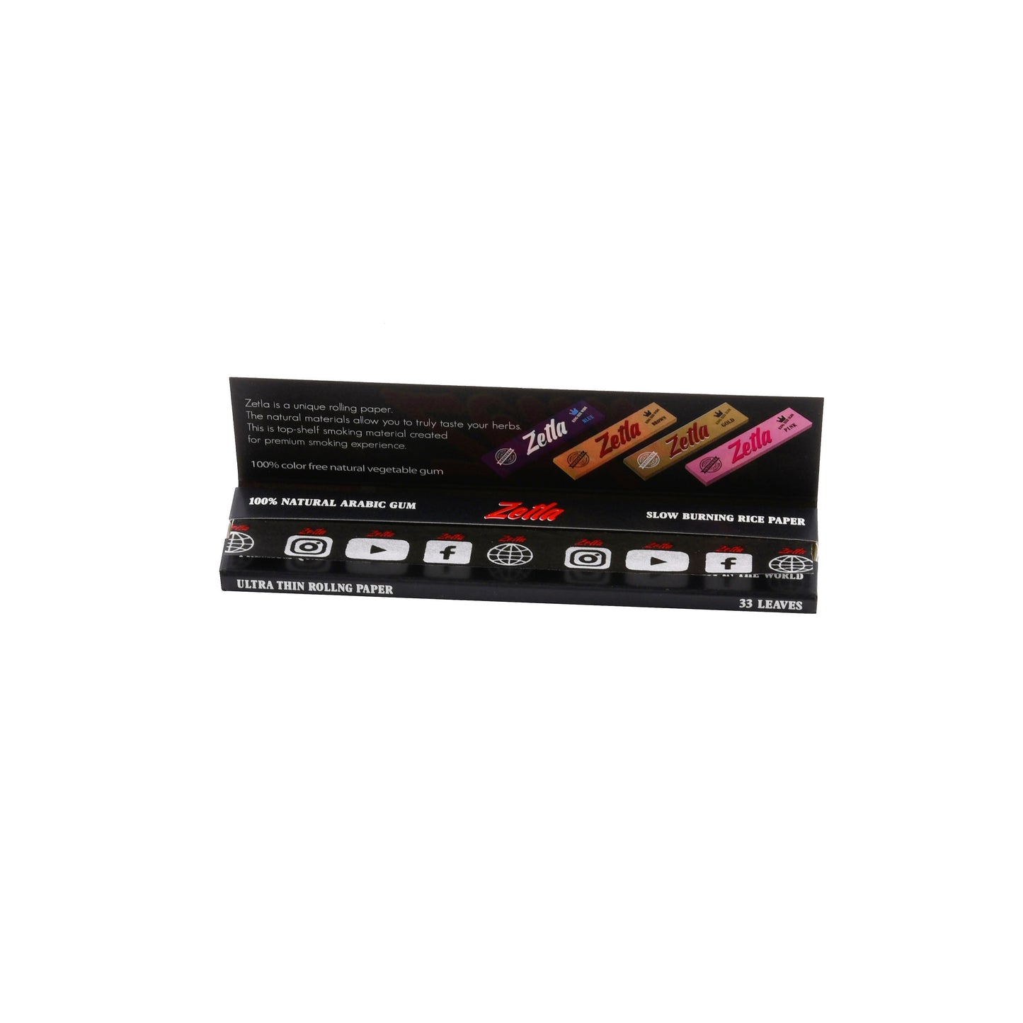 Zetla Rolling Papers Black King Size Slim (100 Packs) + Zetla Filtertips Black (100 Pcs) - Zetla