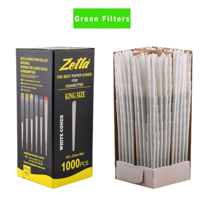 Pre-Rolled Cones Zetla King Size With Green Filters (1000 Pcs) - Zetla
