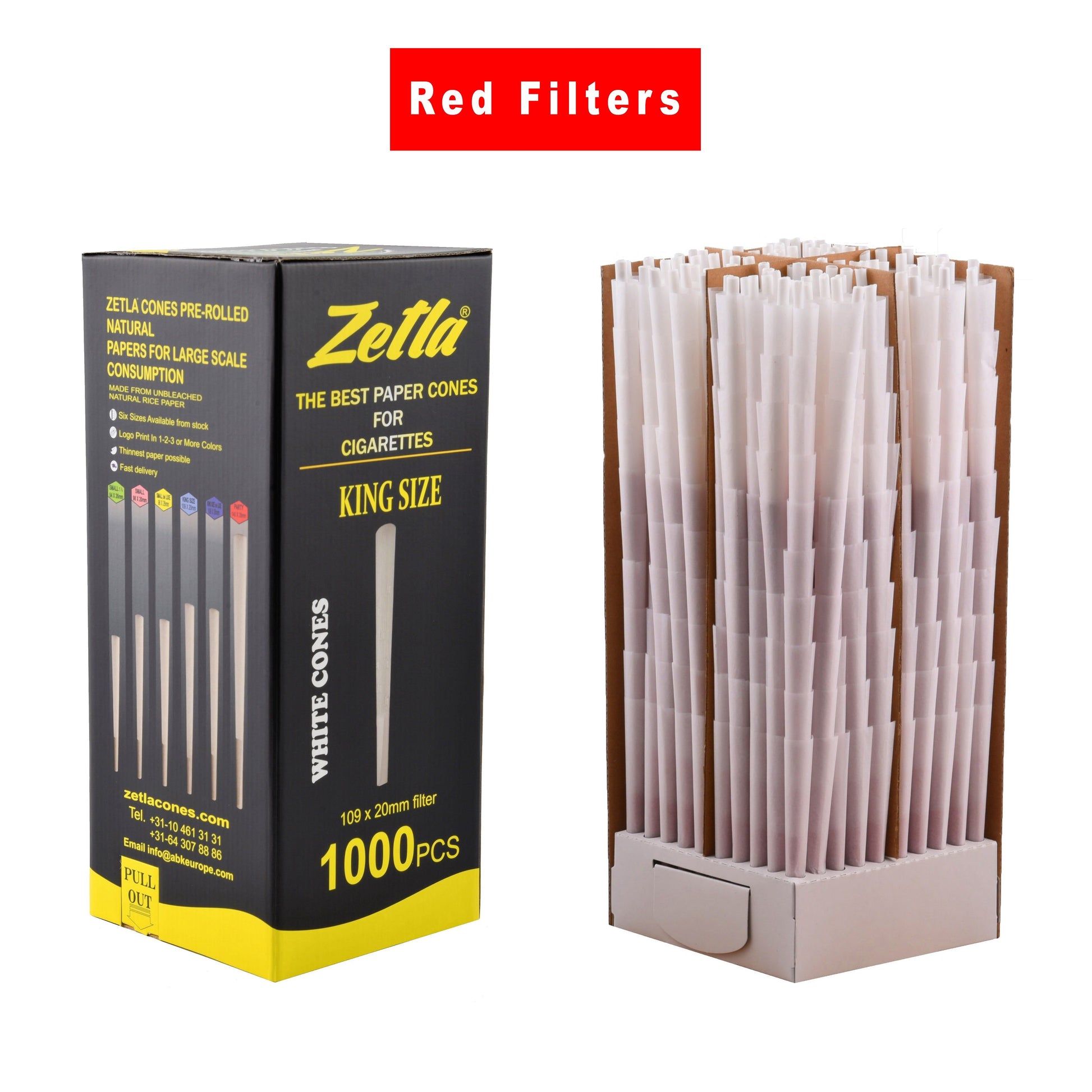 Pre-Rolled Cones Zetla King Size With Red Filters (1000 Pcs) - Zetla