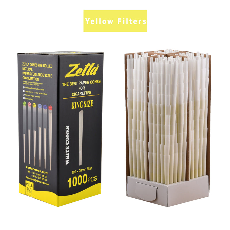 Pre-Rolled Cones Zetla King Size With Yellow Filters (1000 Pcs) - Zetla