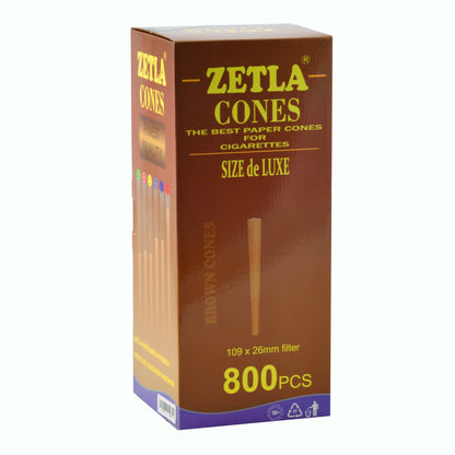 Pre Rolled Cones Zetla Brown King Size Deluxe (800 Pcs) - Zetla