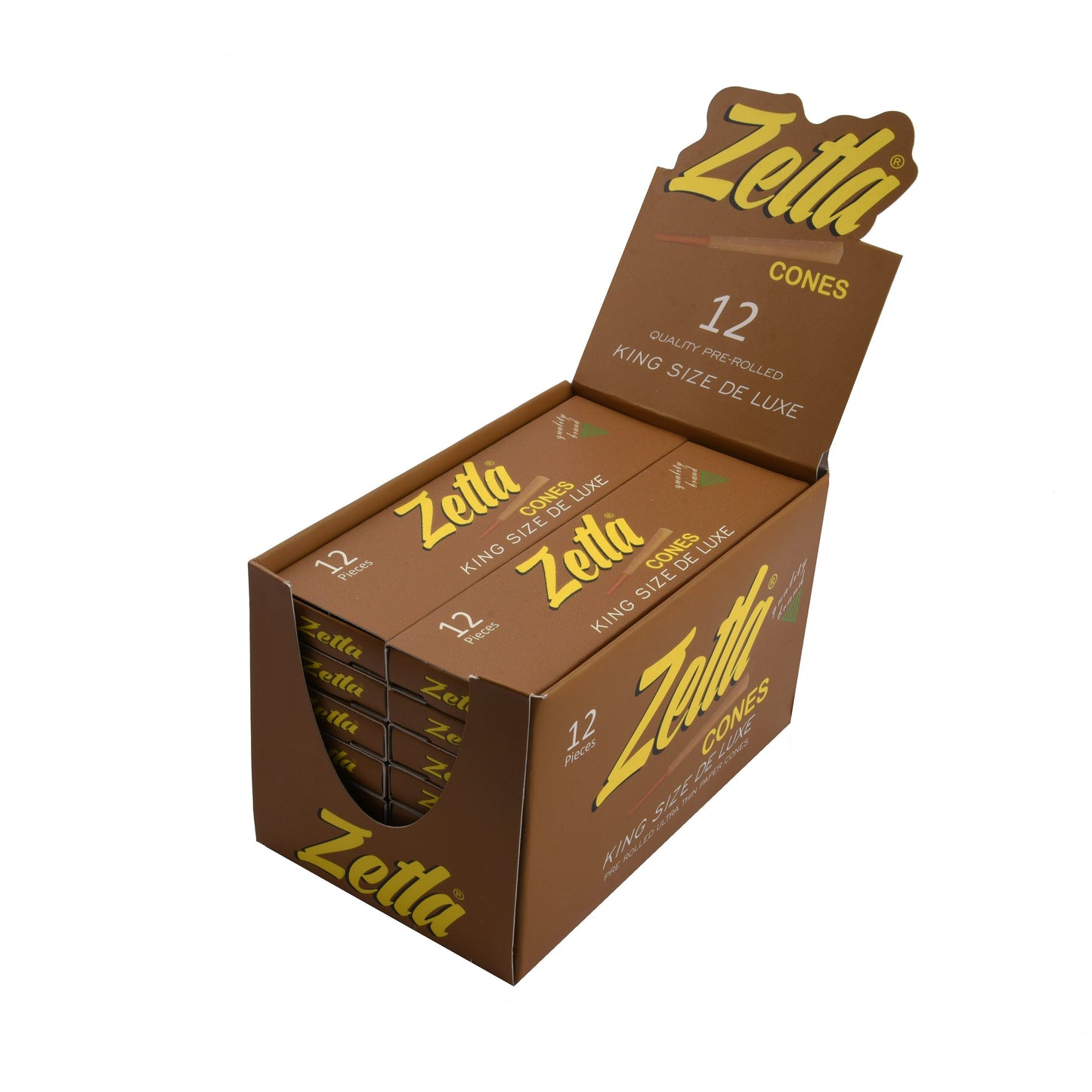 Pre Rolled Cones Zetla Brown King Size Deluxe (12 Pcs) - Zetla