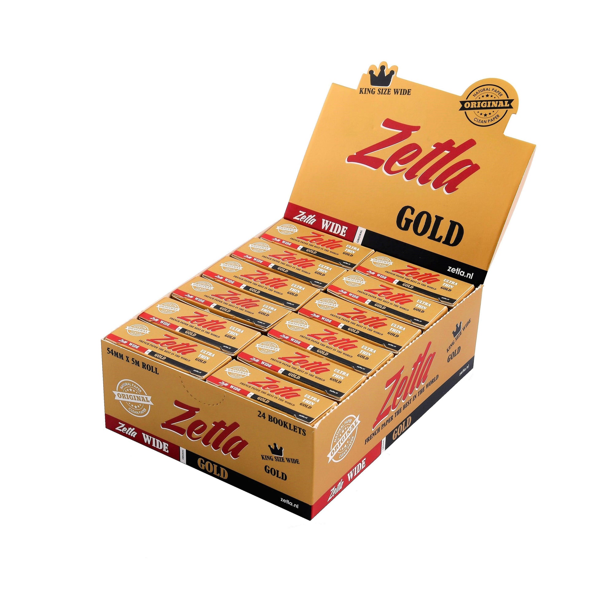 Zetla Rolling Papers Gold Rolls K/S Wide (24 Packs) - Zetla