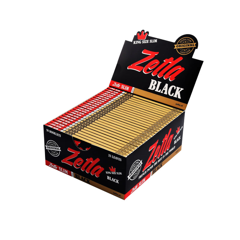 Zetla Rolling Papers Black King Size Slim (50 Packs) - Zetla