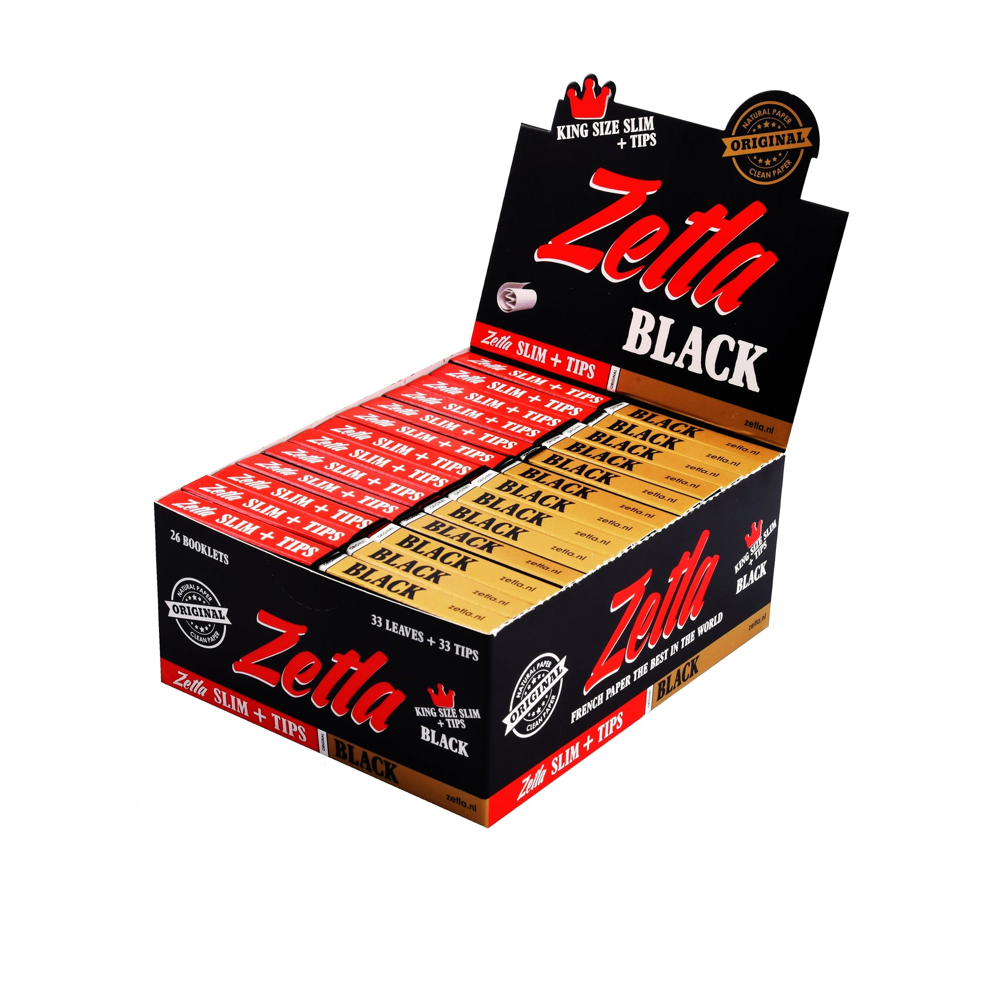 Zetla Rolling Papers Black + Filters Slim (26 Packs) - Zetla