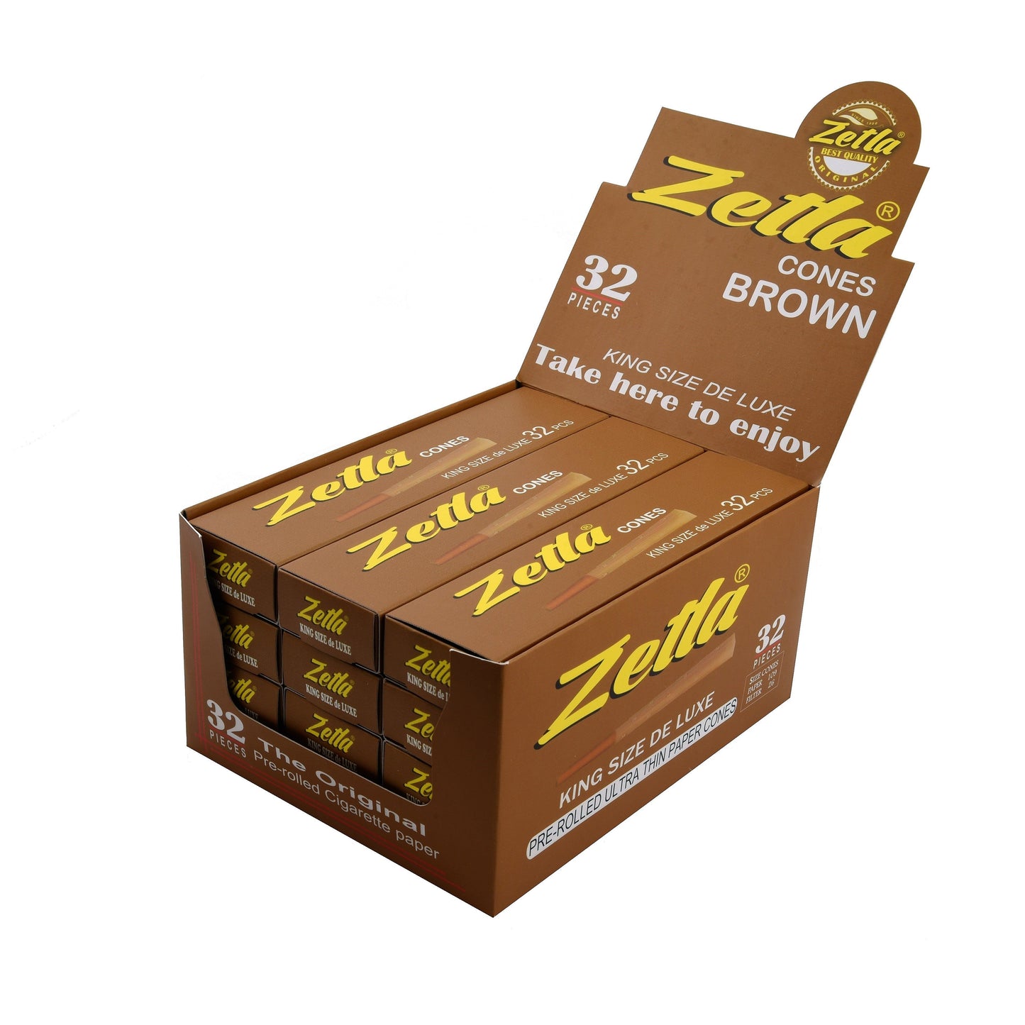 Pre Rolled Cones Zetla Brown King Size Deluxe (32 Pcs) - Zetla