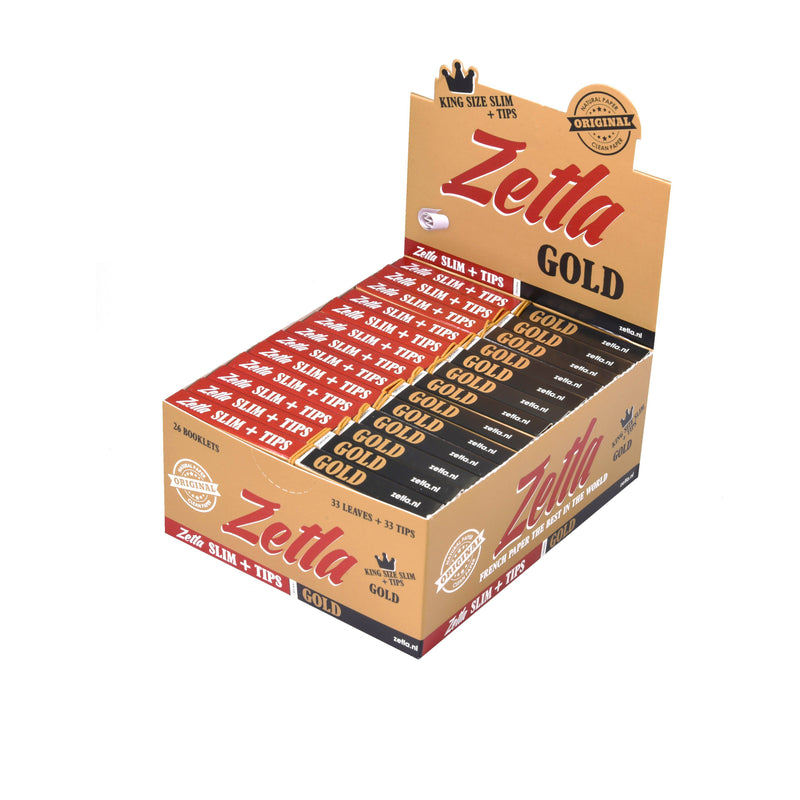 Zetla Rolling Papers Gold + Filters Slim (26 Packs) - Zetla