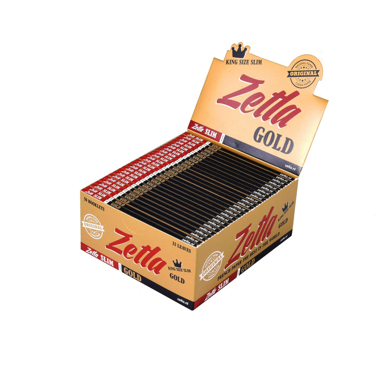 Zetla Rolling Papers Gold King Size Slim (50 Packs) - Zetla