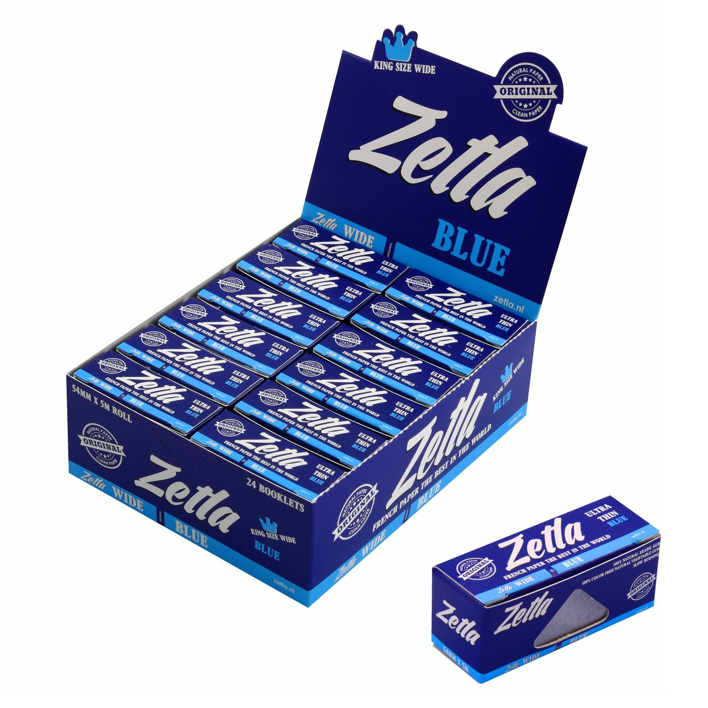 Zetla Rolling Papers Blue Rolls K/S Wide (24 Packs) - Zetla